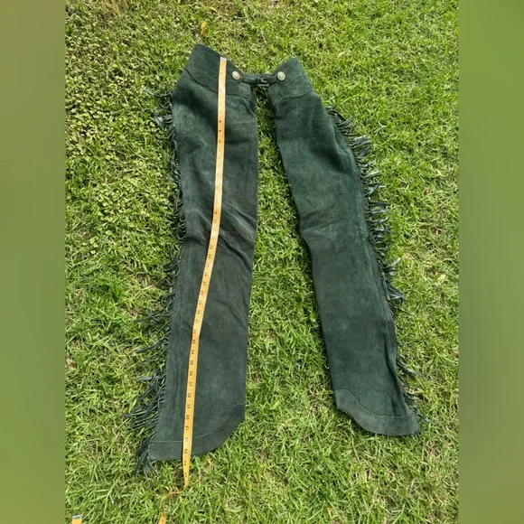 60s-70s Vintage Green Suede Chaps - Picture 11 of 15
